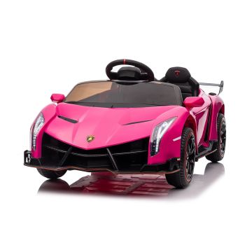 Lamborghini børnebil Veneno med fjernbetjening 12V lyserød